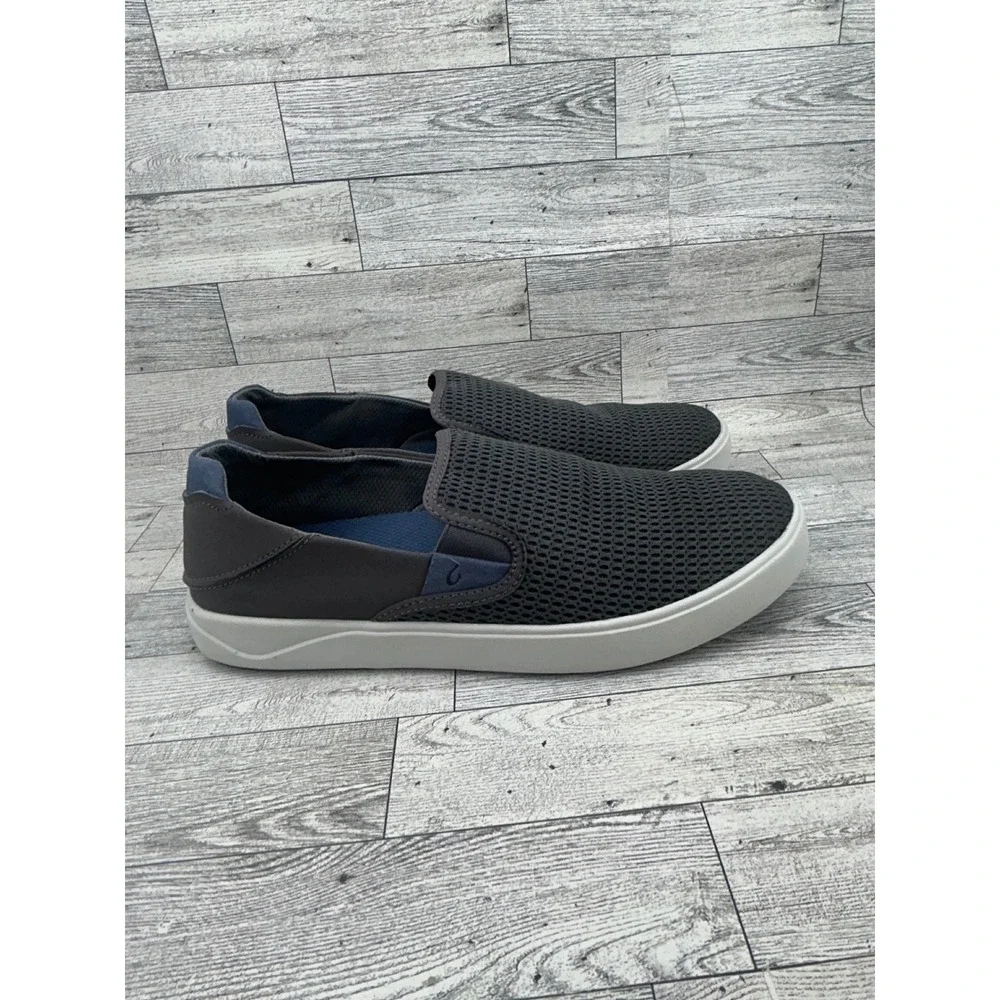 OluKai Lae'ahi Men Sz 10.5 Dark Grey Mesh Slip On Sneakers 10443-PVPV Pavement‎